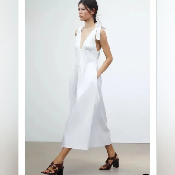Zara Tied Poplin Midi Dress - Picture 2 of 4